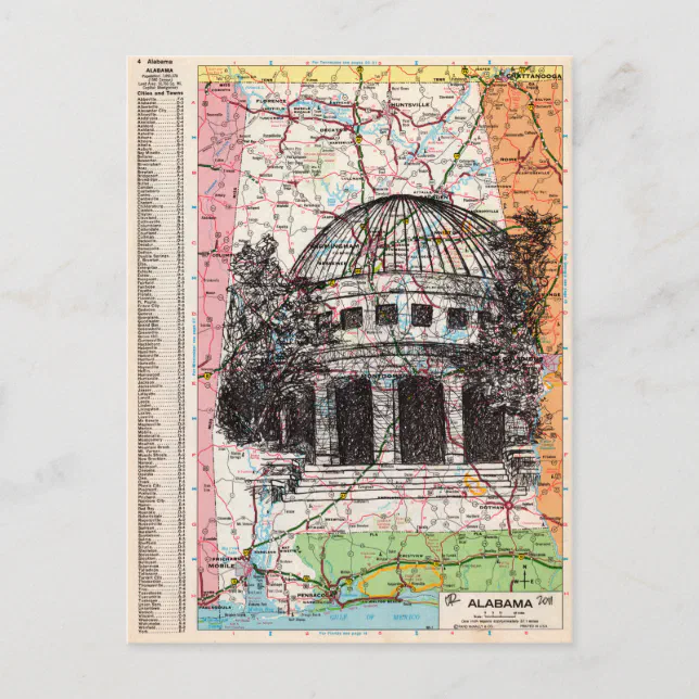 Alabama Map Art Postcard | Zazzle