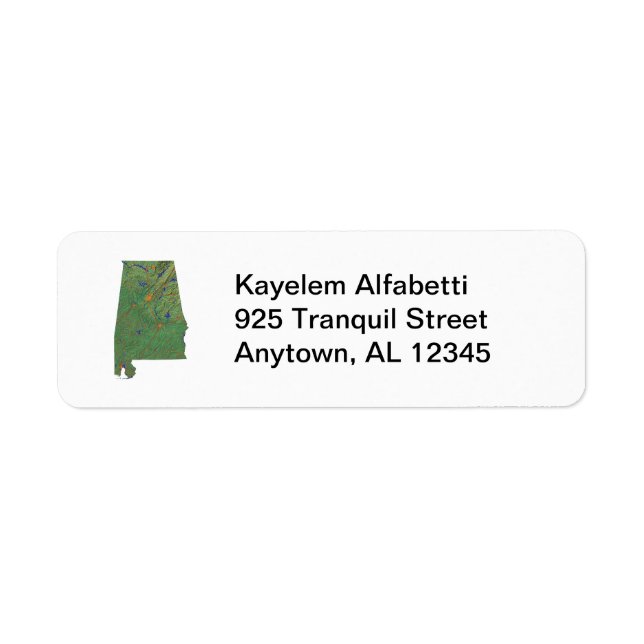 Alabama Map Return Address Label (Front)