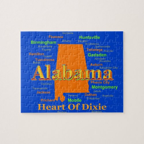 Alabama Map Silhouette Pop Art Jigsaw Puzzle