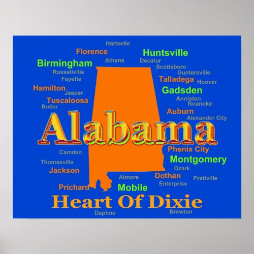 Alabama Map Silhouette Poster