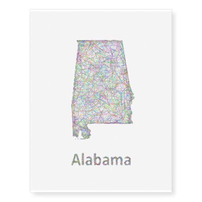 Alabama map temporary tattoos (Front)