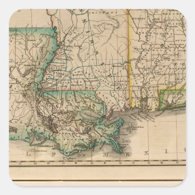 Alabama, Mississippi, Louisiana Square Sticker (Front)