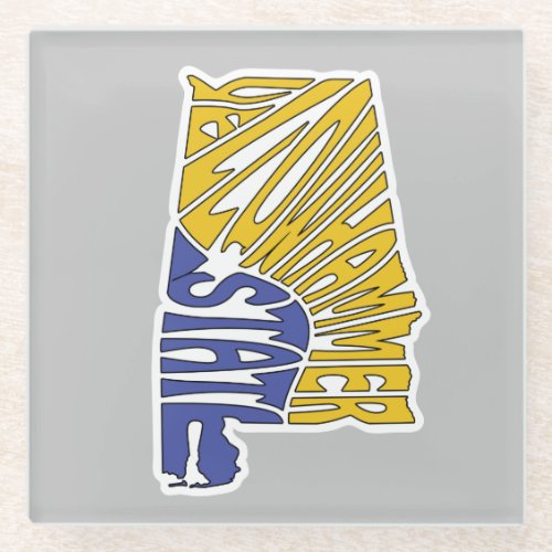 Alabama Nickname Word Art Glass Coaster