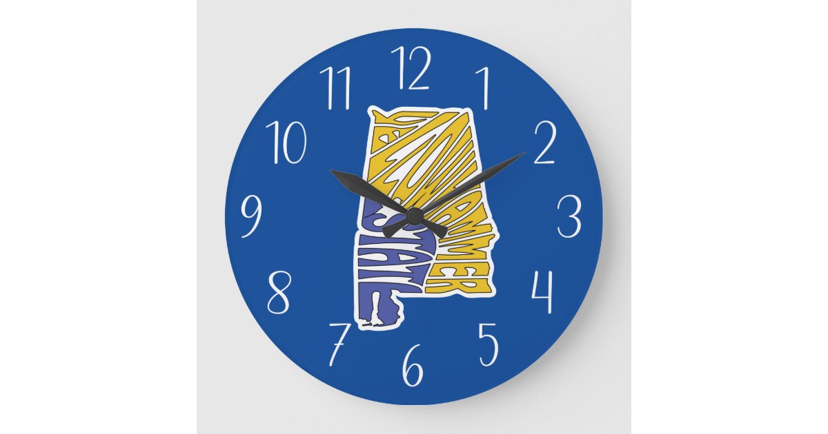 Alabama Nickname Word Art Large Clock