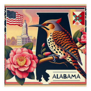 Alabama Northern Flicker Bird & Camellia Flower Acrylic Print