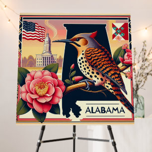 Alabama Northern Flicker Bird & Camellia Flower Foam Board