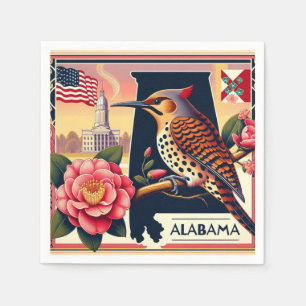 Alabama Northern Flicker Bird & Camellia Flower Napkins