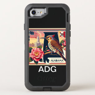 Alabama Northern Flicker Bird & Camellia Flower OtterBox Defender iPhone SE/8/7 Case