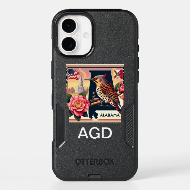 Alabama Northern Flicker Bird & Camellia Flower Otterbox iPhone Case (Back)