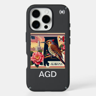 Alabama Northern Flicker Bird & Camellia Flower iPhone 16 Pro Case