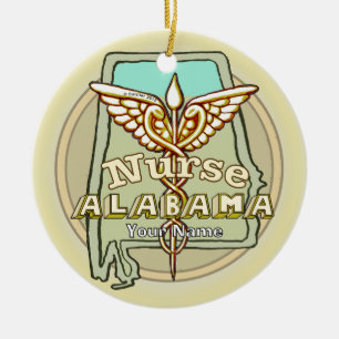 Alabama Nurse Caduceus Ceramic Ornament