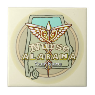 Alabama Nurse Caduceus Ceramic Tile