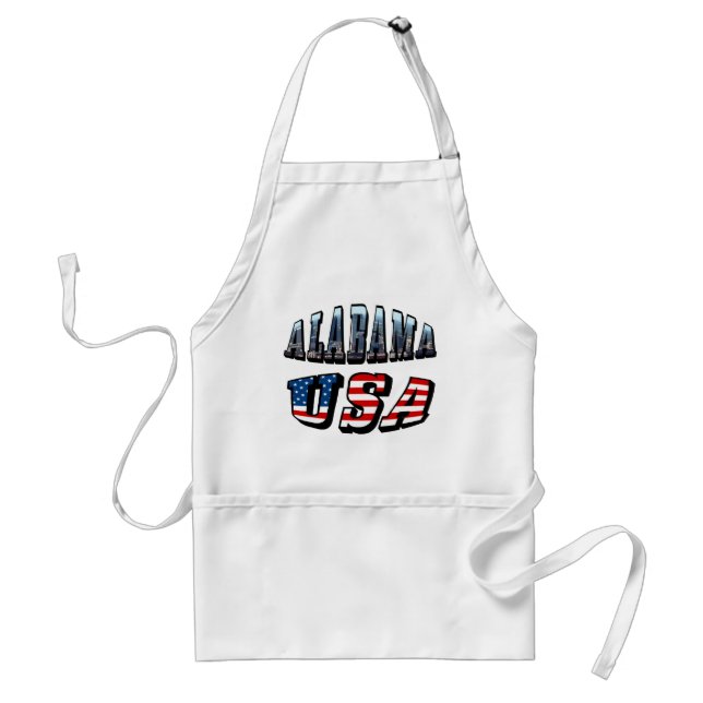 Alabama Picture and USA Flag Font Adult Apron (Front)