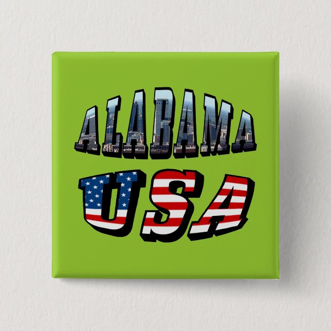 Alabama Picture and USA Flag Font Button (Front)