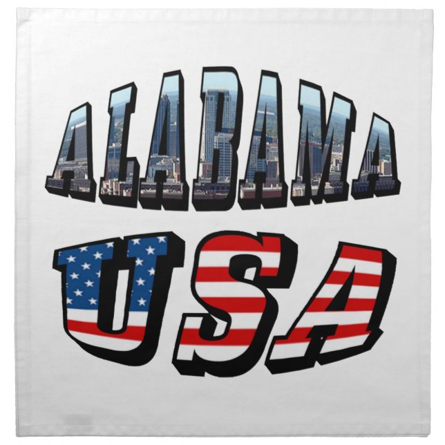 Alabama Picture and USA Flag Font Cloth Napkin (Front)