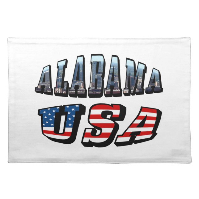 Alabama Picture and USA Flag Font Cloth Placemat (Front)