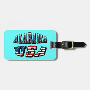 Alabama Picture and USA Flag Font Luggage Tag