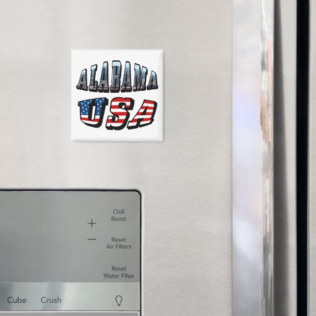 Alabama Picture and USA Flag Font Magnet (In Situ (Fridge))
