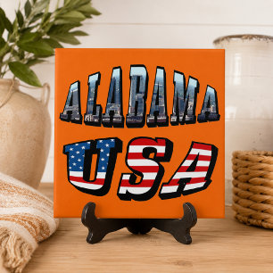 Alabama Picture and USA Flag Font Tile