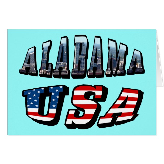Alabama Picture USA Flag Font Blank Greeting Cards (Front Horizontal)