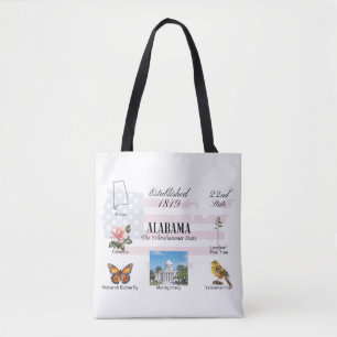 Alabama Postcard state themes and landmarks Tote Bag