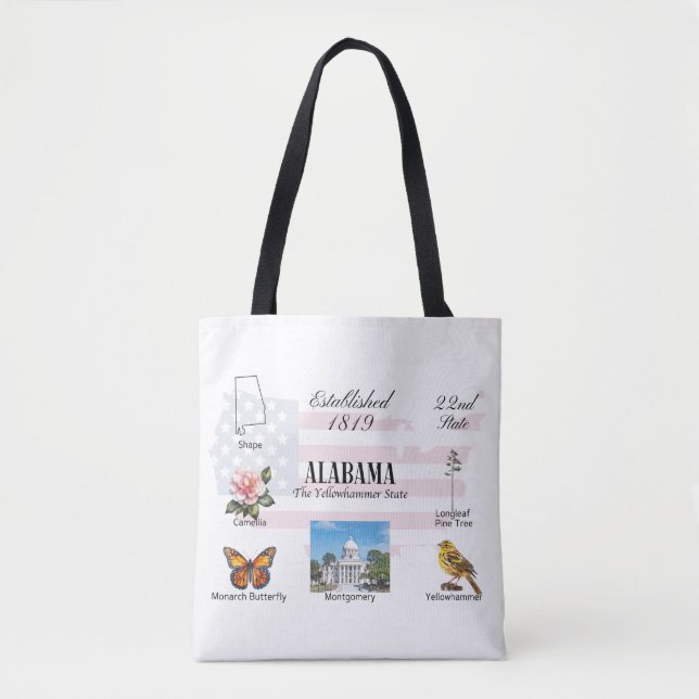 Alabama Postcard | state themes and landmarks Tote Bag (Front)