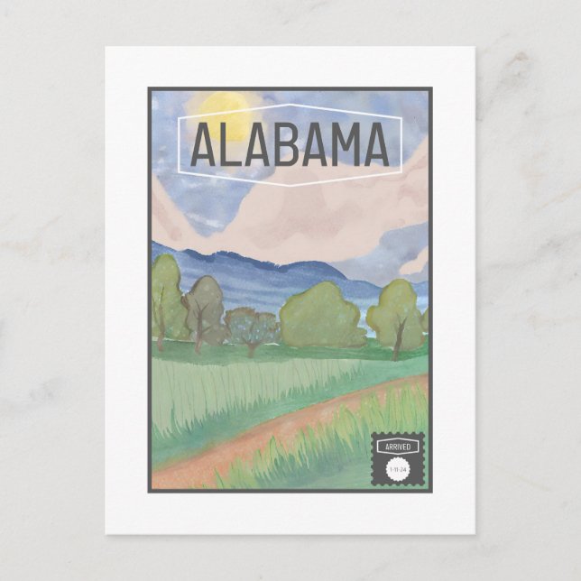 Alabama Postcard - Watercolor Design (Front)