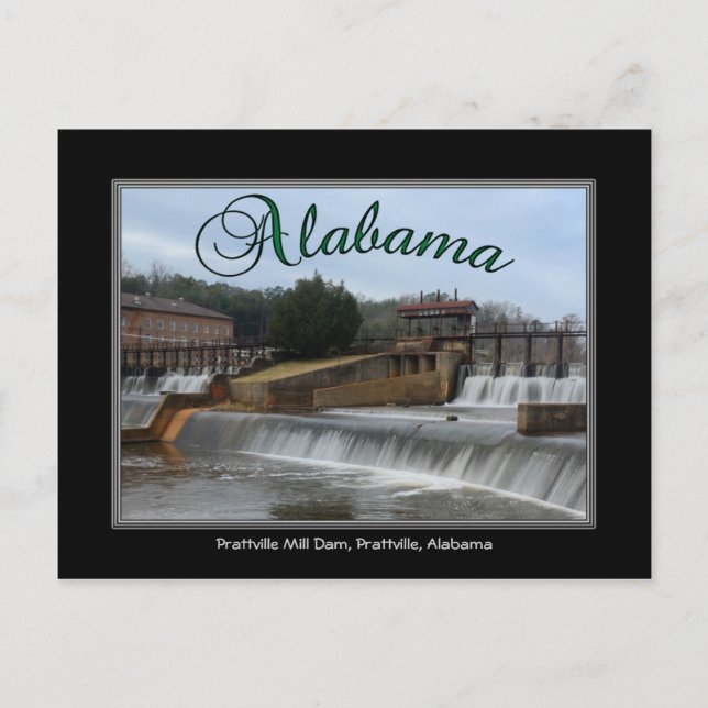 Alabama Prattville Mill Dam Post Card (Front)