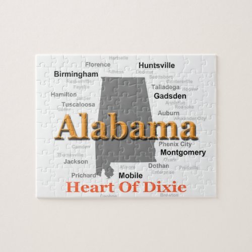 Alabama Pride Map Jigsaw Puzzle