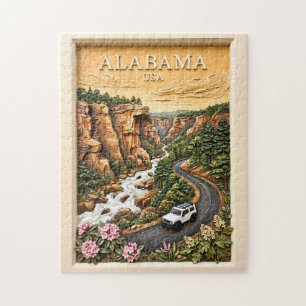 Alabama Road Trip River Canyon Vintage Landscape Jigsaw Puzzle