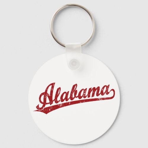 Alabama script logo in red keychain