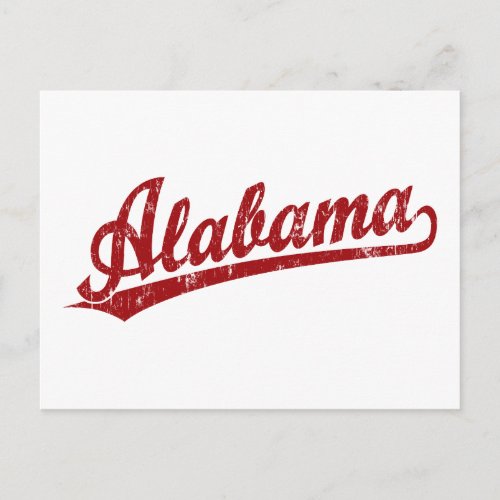 Alabama script logo in red postcard