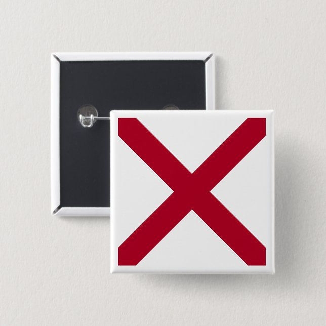 Alabama: St Andrew Crimson Cross Flag Button (Front & Back)
