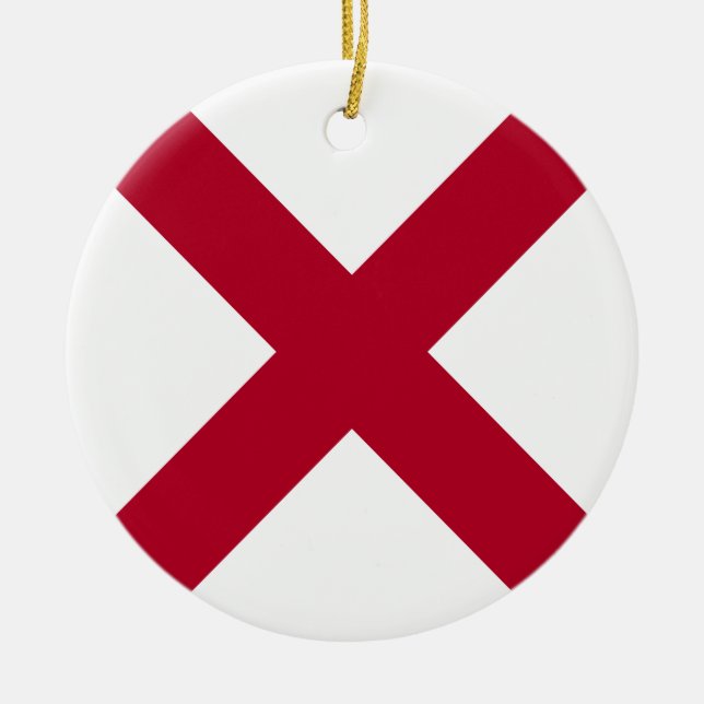 Alabama: St Andrew Crimson Cross Flag Ceramic Ornament (Front)