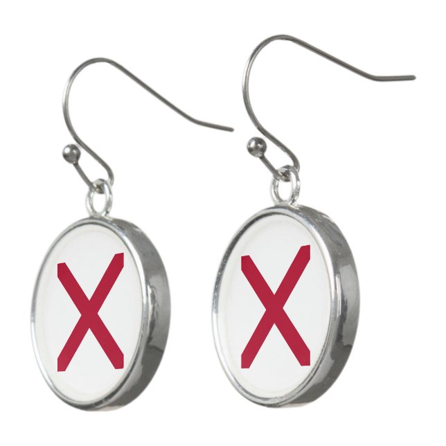 Alabama: St Andrew Crimson Cross Flag Earrings (Angled)