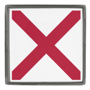 Alabama: St Andrew Crimson Cross Flag Gunmetal Finish Lapel Pin