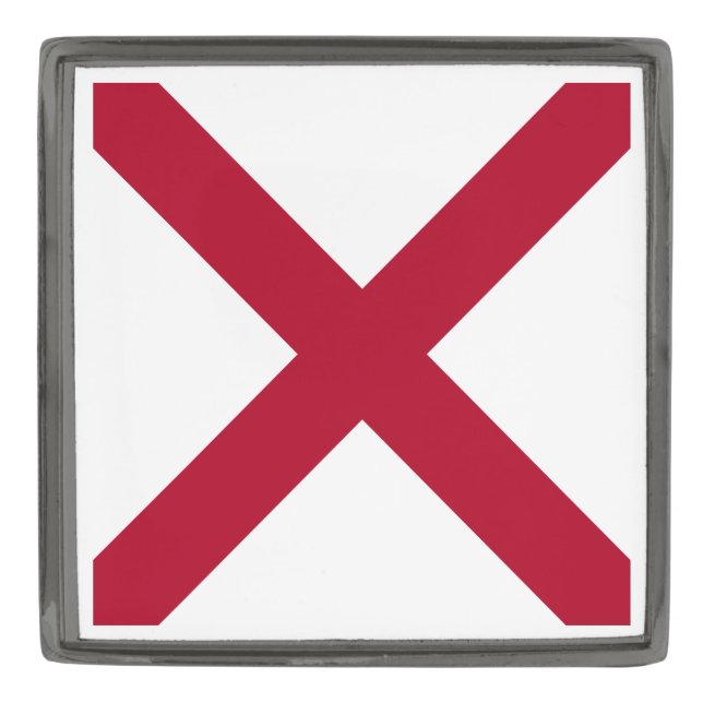 Alabama: St Andrew Crimson Cross Flag Gunmetal Finish Lapel Pin (Front)