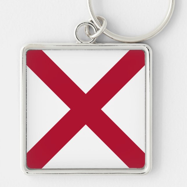 Alabama: St Andrew Crimson Cross Flag Keychain (Front)