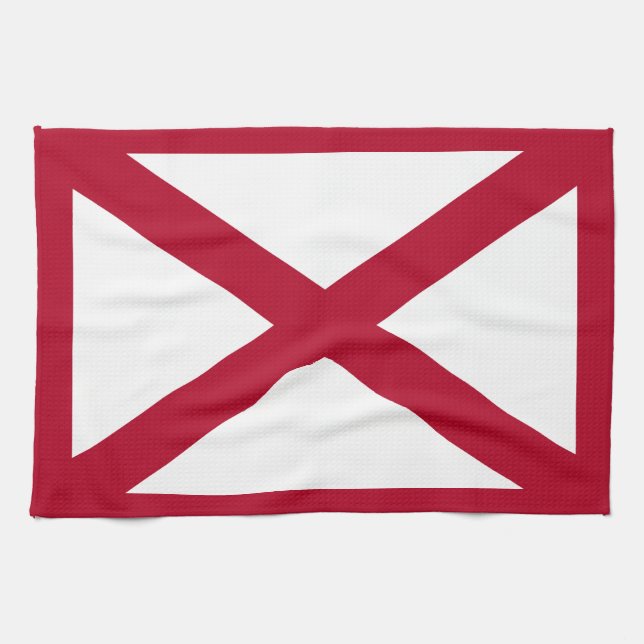 Alabama: St Andrew Crimson Cross Flag Kitchen Towel (Horizontal)