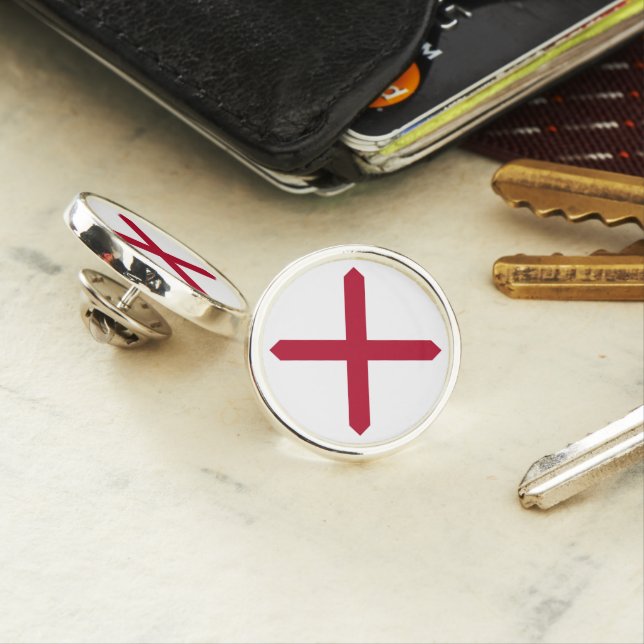 Alabama: St Andrew Crimson Cross Flag Lapel Pin (In Situ)