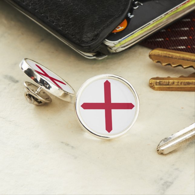 Alabama: St Andrew Crimson Cross Flag Lapel Pin (In Situ)