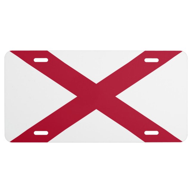 Alabama: St Andrew Crimson Cross Flag License Plate (Front)