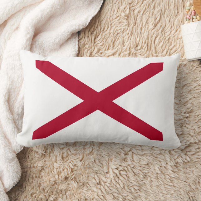 Alabama: St Andrew Crimson Cross Flag Lumbar Pillow (Blanket)