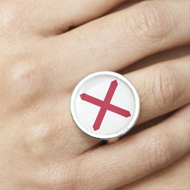 Alabama: St Andrew Crimson Cross Flag Ring (In Situ)