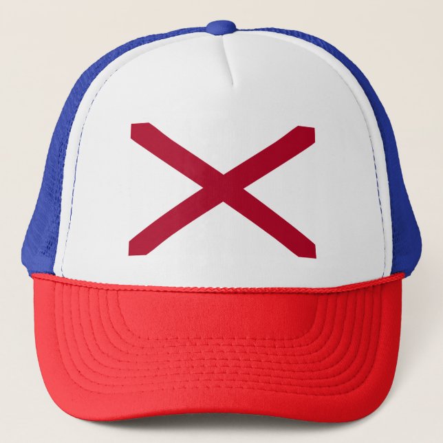 Alabama: St Andrew Crimson Cross Flag Trucker Hat (Front)