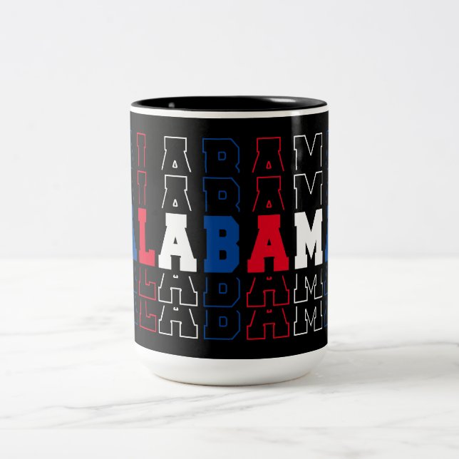 Alabama Stacked Word Art Two-Tone Coffee Mug (Center)