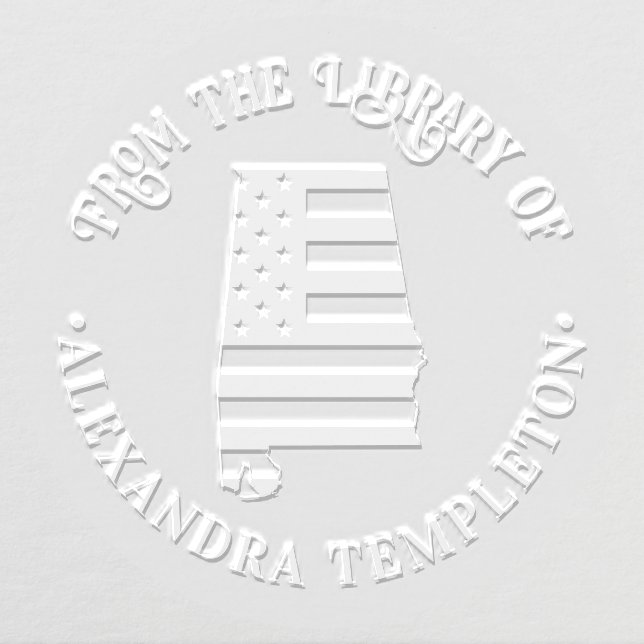 Alabama Stars Stripes State Map Library Book Name Embosser (Design)