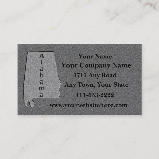 Alabama State Business card  carved stone look (Front)
