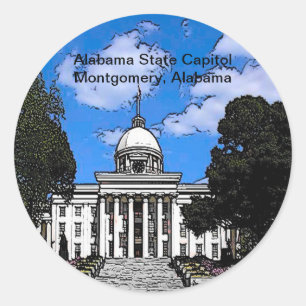 Alabama State Capitol in Montgomery (Cartoon) Classic Round Sticker