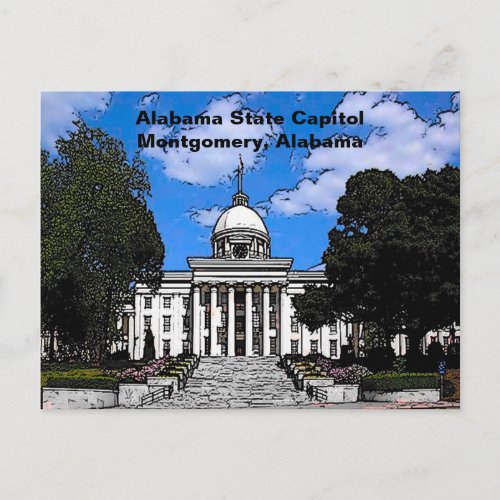 Alabama State Capitol in Montgomery Cartoon Postcard